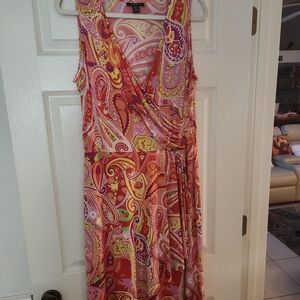 Chaps Multi-Color Paisley Wrap Dress